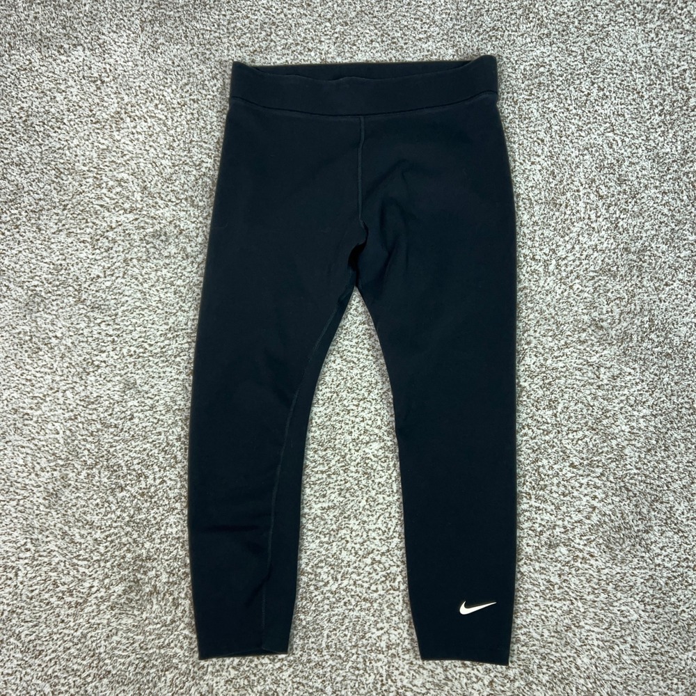 Nike Leggings Womens XL Black Athletic Yoga Cropped Swoosh Logo Pants Gym Sport